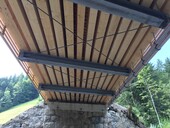 n detail: the supporting structure of the new wooden bridge