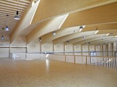 La galerie de la Simmental Arena : vue sur les arcs de liaison