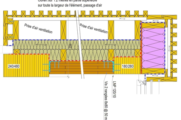 Integration of fresh air intakes in the facade.
