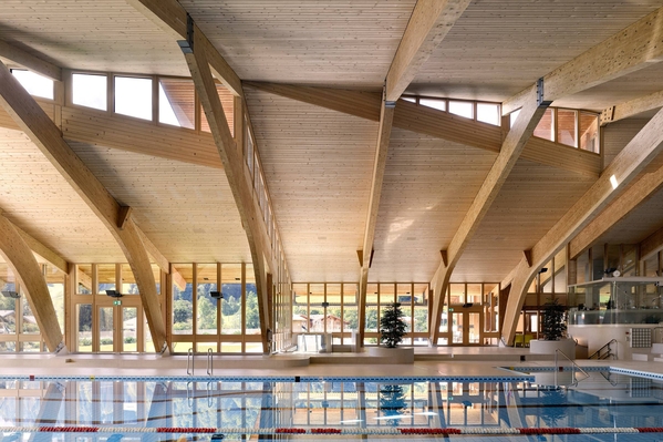 Between the trusses was renewed acoustic paneling
